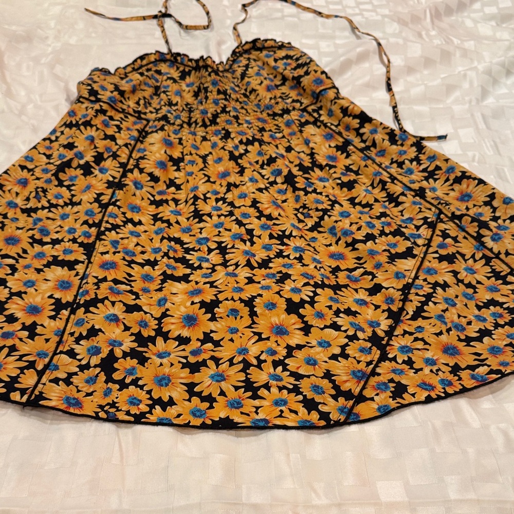 Topshop Black and Yellow Floral Dress